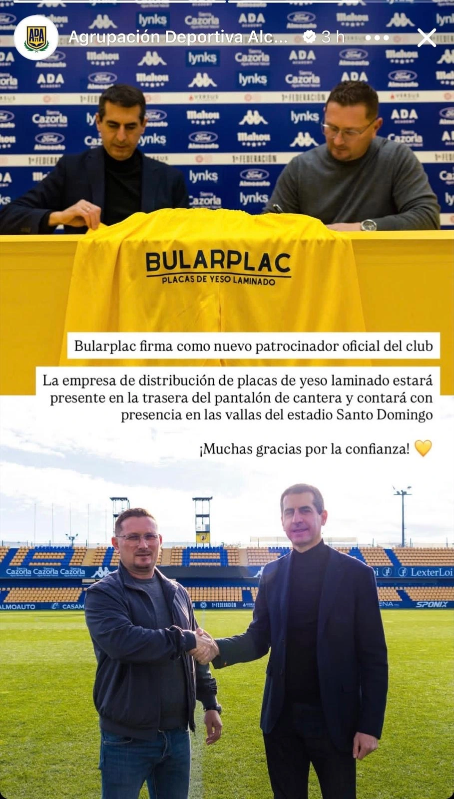 Patrocinio deportivo Bularplac con la Agrupación Deportiva Alcorcón